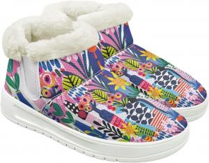 Женские меховые ботинки с противоскользящей подошвой, зимние удобные снежные туфли для дам с флисовой подкладкой, размер США 4.5-12 Cugasmaru, Floral