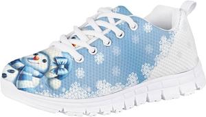 Кроссовки Forchrinse для мальчиков и девочек на Рождество, детские шнурованные теннисные кроссовки, легкие, дышащие, для ходьбы и бега, Christmas Snowman Print