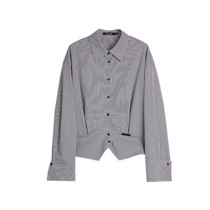 ELLE Рубашка Women's Black White Lapel Moderate