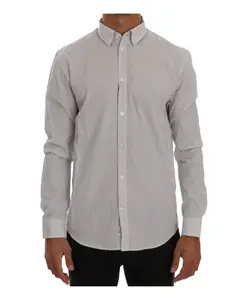 Повседневная хлопковая рубашка в белую полоску обычного кроя Frankie Morello, синий