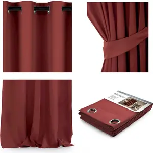 Плотная штора с люверсами для подвешивания - 140x270 см (Ш x В), розовая AmeliaHome