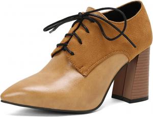 Ботильоны Alyaafifa на массивном каблуке для женщин, с острым закрытым носком, высокие на платформе, слипоны, двухцветные кожаные и замшевые, модные короткие ботинки с V-образным вырезом, трендовые для вечеринок, свиданий и выпускных, Yellow - B