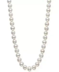 Ожерелье из нити культивированного пресноводного жемчуга АА 18 дюймов (7-1/2-8-1/2 мм) Belle De Mer, white