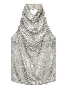 Топ-халтер из фактурного бархата Stella Mccartney, серебристый