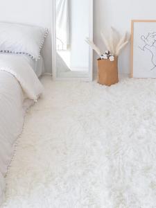 Xinglianxin Ковер 60х160 см для спальни и гостиной, прикроватный, моющийся, белый, длинный ворс