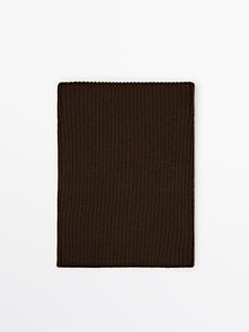 Шарф из 100% кашемира в рубчик Massimo Dutti, коричневый