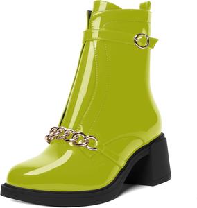 Женские ботинки ROSERWISH с боковой молнией, платформой, повседневные, модные, с круглым носком, массивным низким каблуком, украшением в виде цепочки на щиколотке, каблук 2,5 дюйма