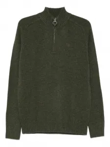 Шерстяной свитер с молнией до середины Barbour, зеленый