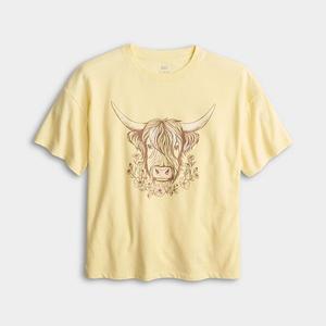 Футболка с принтом oversize для девочек 7-20 лет в размерах regular и plus So, Highland Cow