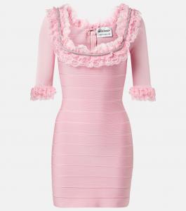 Мини-платье с кружевной отделкой от Christopher Kane Self-Portrait, розовый
