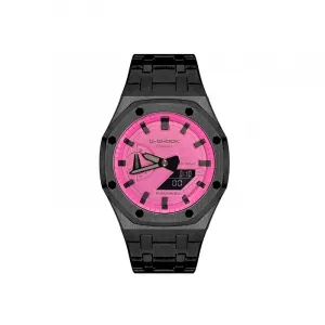 Часы Casio G-Shock Analog-Digital 2100 Series, арт. GA-2100-1A1, кованый черный/розовый