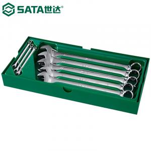 SATA 09907, набор ключей, открытый цвет сливы, набор инструментов двойного назначения, гаечный ключ для цветка сливы, хром-ванадиевая сталь, набор из 8 предметов, 5,5-24 мм