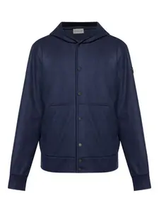 Свитер с капюшоном и застежкой на пуговицы MONCLER, синий