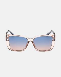 Квадратные солнцезащитные очки полупрозрачного бежевого цвета с контрастными дужками Guess, бежевый