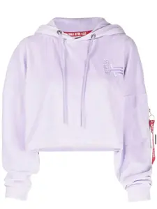 Укороченное бархатное худи Alpha Industries, фиолетовый