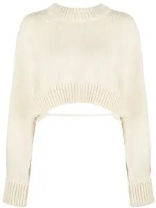 Укороченный шерстяной джемпер с открытой спиной Heron Preston, белый