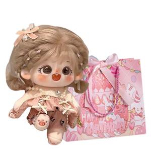 Детская музыкальная хлопковая кукла милая одевающаяся девочка спящая кукла плюшевая кукла 20см высота WANTONGLE, розовый