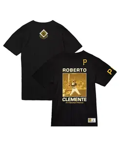 Мужская футболка Roberto Clemente черного цвета из коллекции Cooperstown Pittsburgh Pirates, премиальная плотная ткань, винтажный логотип Mitchell & Ness