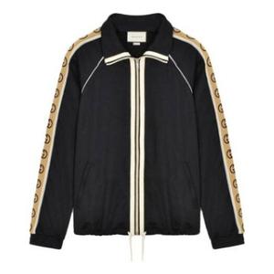 Куртка ss20 side sleeve logo striped oversized knitted jacket for men black Gucci, черный