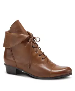 Galil Polished Leather Lace-Up Bootie с отложным манжетом и каблуком stacked heel Spring Step, коричневый
