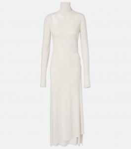 Платье миди из джерси с вырезом Victoria Beckham, цвет bone