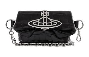 Мини-поясная сумка Vivienne Westwood из телячьей кожи черная женская