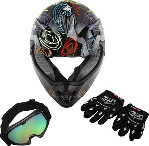 Шлем детский SLMOTO для мотокросса, черный / желтый