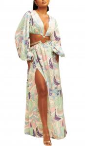 Платье макси с вырезами в светло-фиолетовом цвете Multi LUXXEL