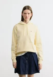 Толстовка с капюшоном из флиса с вышивкой флага и завязками. Tommy Jeans, Almost Yellow