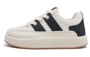 Женские противоскользящие износостойкие низкие кеды для скейтбординга бежево-черные RENBEN