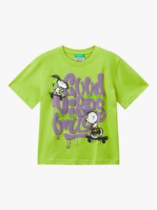 Детская хлопковая футболка с коротким рукавом и принтом Snoopy Benetton, Green