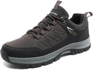 Мужская водонепроницаемая походная обувь, дышащие кроссовки для треккинга, устойчивые к скольжению обувь для ходьбы по тропам, прочная рабочая обувь для осени и зимы Qacksv, коричневый