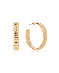 Большие металлические серьги в стиле модерн Ettika, gold