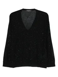 Свитер с V-образным вырезом и блестками Fabiana Filippi, черный