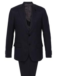 Шерстяной костюм с однобортным пиджаком Lardini, синий