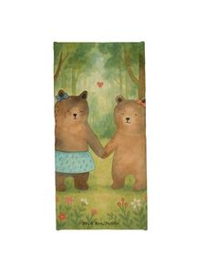 Mr. & Mrs. Panda Пляжное полотенце с изображением медведя и девушки, выполненное в пастельно-голубом цвете, без лишних слов