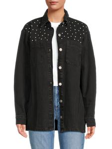 Джинсовая куртка-рубашка Alva с заклепками Noisy May, цвет Black Denim
