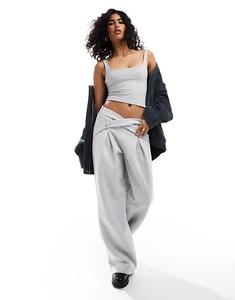 Майка на каждый день с квадратным вырезом серого цвета Cotton:On