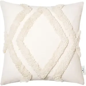 Декоративная подушка Fluffy Rhomus с аппликацией из пушистых ромбов, чехол подушки без наполнителя Tom Tailor Home, Natur/beige/creme + unifarben