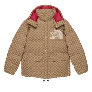 Утепленная куртка Gucci x The North Face, цвет Бежевый/Черное дерево