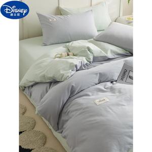 Disney Комплект постельного белья 1,5 м, 4 предмета, для кровати 200 см, средний серый + бобовый зеленый, класс A, для сна нагишом, не скатывается, не линяет