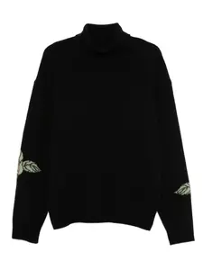 Шерстяной свитер с цветочным декором Nanushka, черный