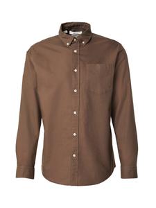 Рубашка на пуговицах классического кроя SELECTED SLHRICK, сепия