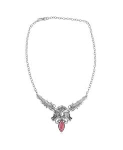 Колье из стерлингового серебра с родохрозитом в виде цветка кактуса и пера огранки маркиз, длина 20 дюймов American West Jewelry, Pink