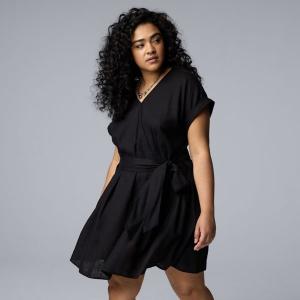 Платье плюс сайз с запахом и завязками спереди Simply Vera Vera Wang, черный