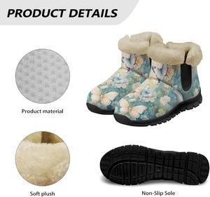 Женские зимние ботинки с бабочками, легкие теплые зимние ботинки с уютным искусственным мехом, укороченные ботильоны Chririnla, Watercolor Butterfly