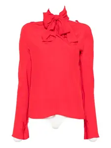 Блузка с длинными рукавами и бантом на воротнике Rochas, красный