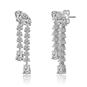 Серьги-Подвески из белого золота с прозрачными кубическими цирконами Rachel Glauber, white