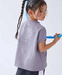 Футболка с коротким рукавом и французским реглан-принтом Devil Lab для девочек, 100% хлопок, коллекция весна-лето 2025 Devirock, цвет 011-Logo 4-G Violet