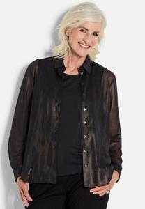 Блуза GOLDNER Button-down blouse, Black Patterned/Black